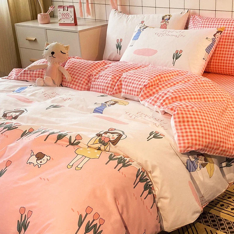Luxurious four-piece duvet set with heart-inspired design, perfect for transforming your bedroom into a cosy and stylish sanctuary.