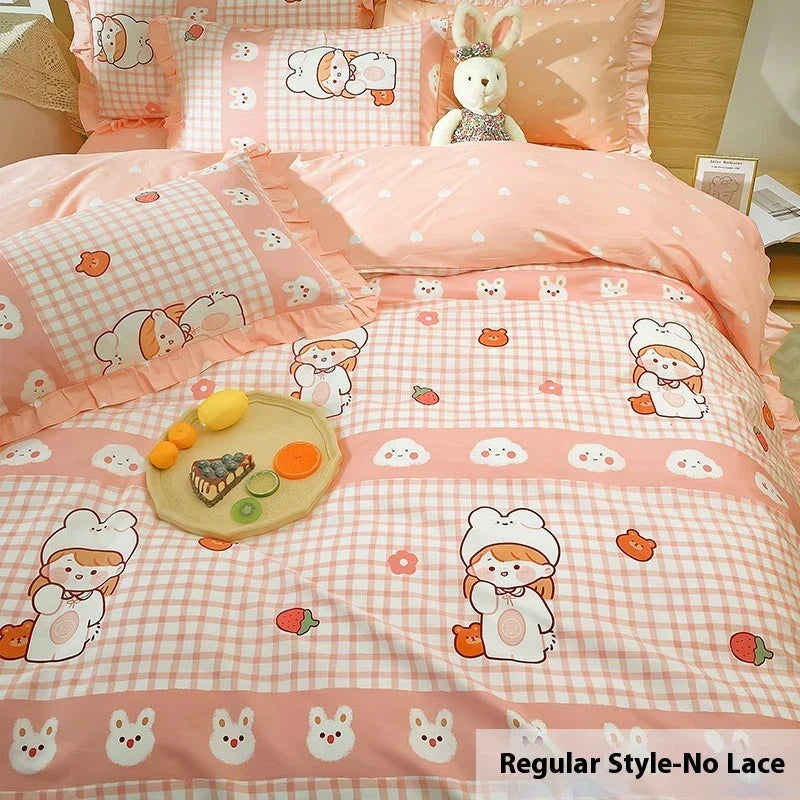 Luxurious four-piece duvet set with heart-inspired design, perfect for transforming your bedroom into a cosy and stylish sanctuary.