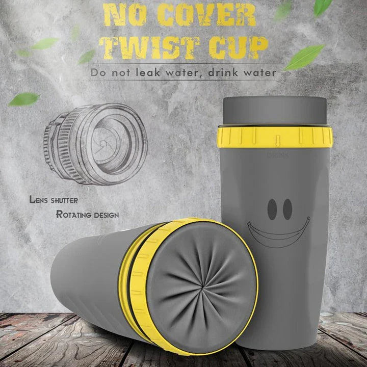 Twist Cup travel tumbler with twist-top mechanism and double-wall insulation for hot and cold drinks