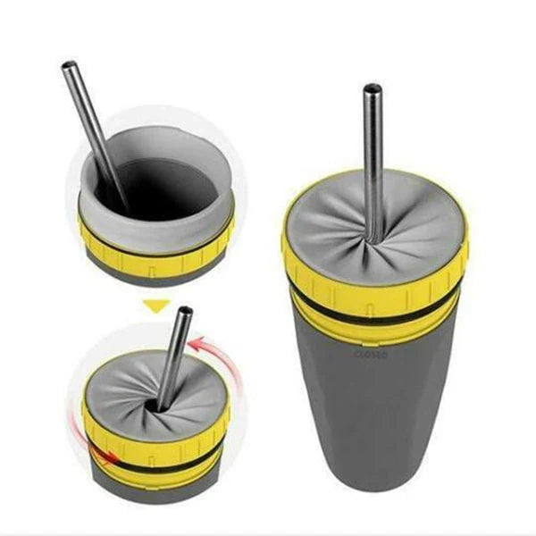 Twist Cup travel tumbler with twist-top mechanism and double-wall insulation for hot and cold drinks