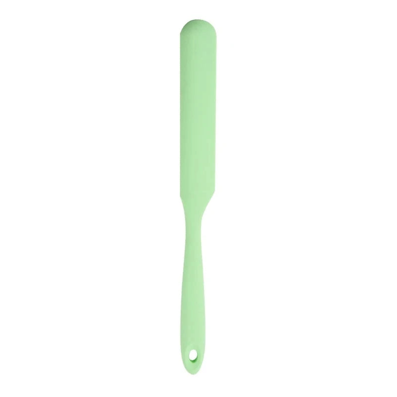 A vibrant red silicone baking spatula with an ergonomic handle and double-sided arc design, perfect for a variety of cooking and baking tasks.