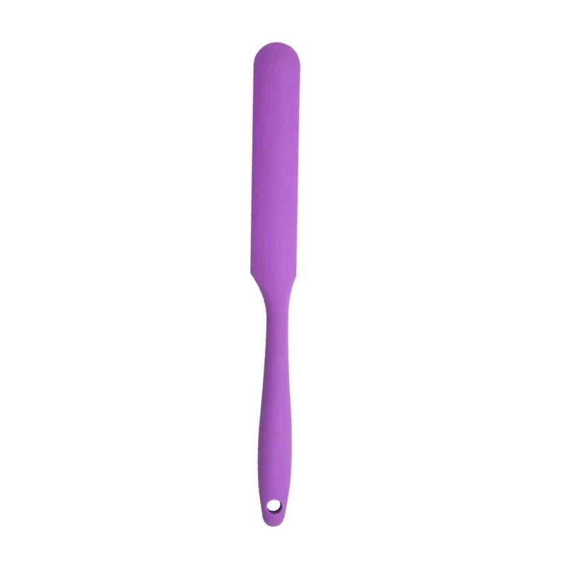 A vibrant red silicone baking spatula with an ergonomic handle and double-sided arc design, perfect for a variety of cooking and baking tasks.