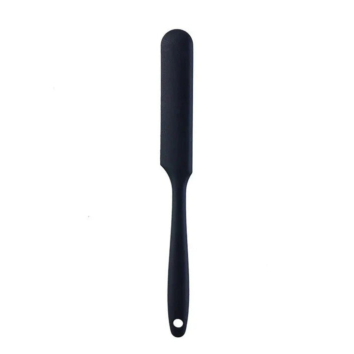 A vibrant red silicone baking spatula with an ergonomic handle and double-sided arc design, perfect for a variety of cooking and baking tasks.