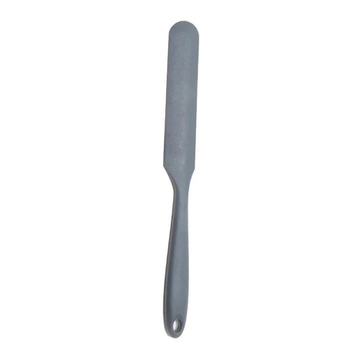 A vibrant red silicone baking spatula with an ergonomic handle and double-sided arc design, perfect for a variety of cooking and baking tasks.