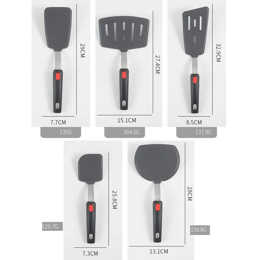 High-temperature resistant silicone spatula with stainless steel core for versatile cooking tasks