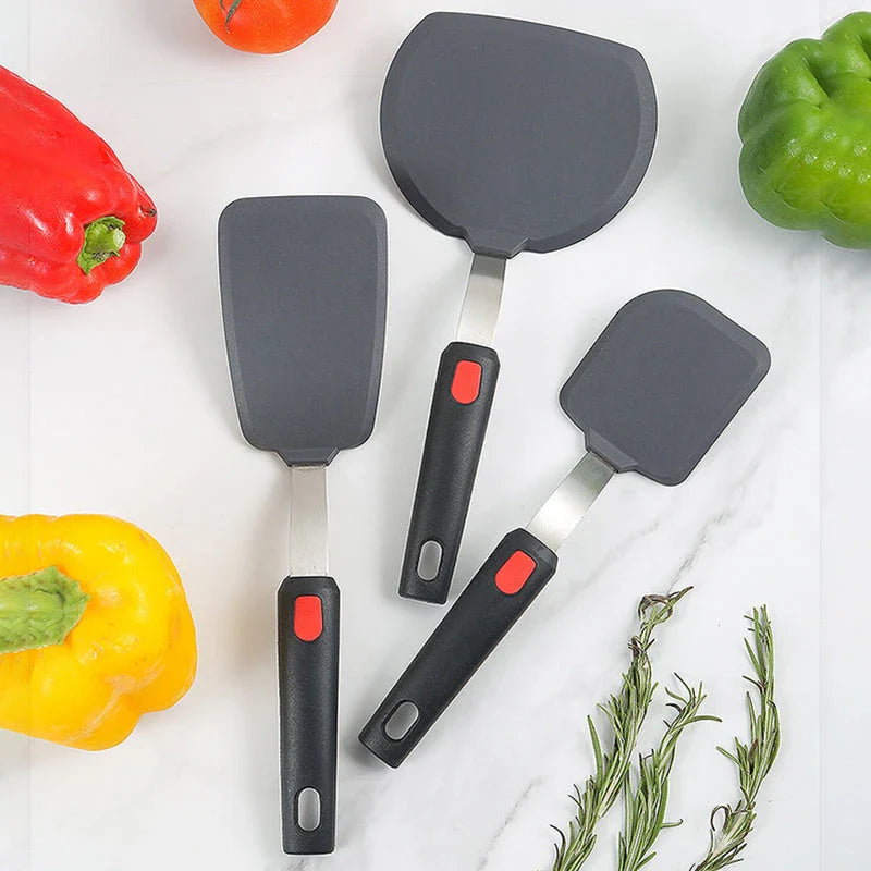 High-temperature resistant silicone spatula with stainless steel core for versatile cooking tasks