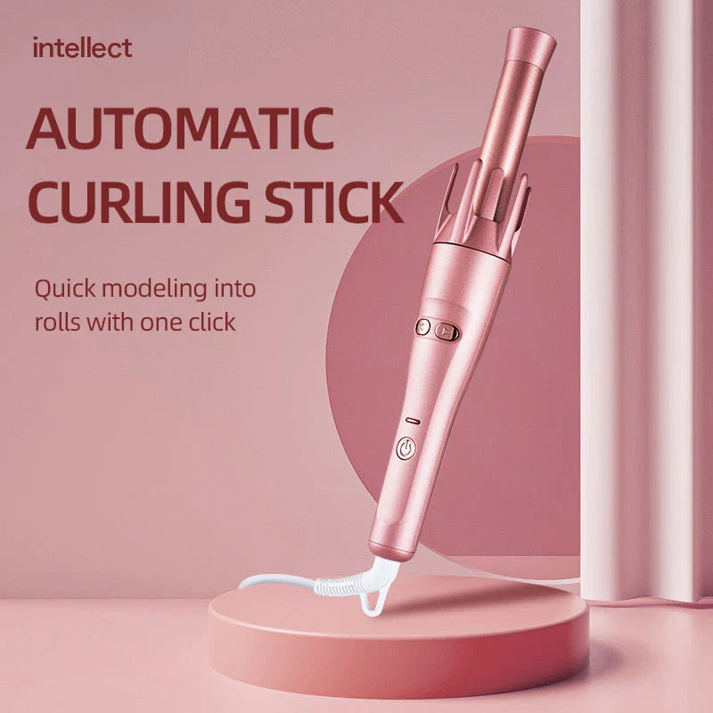 2-in-1 Automatic Hair Curler and Straightener with ceramic plates, rapid heating, and digital temperature control