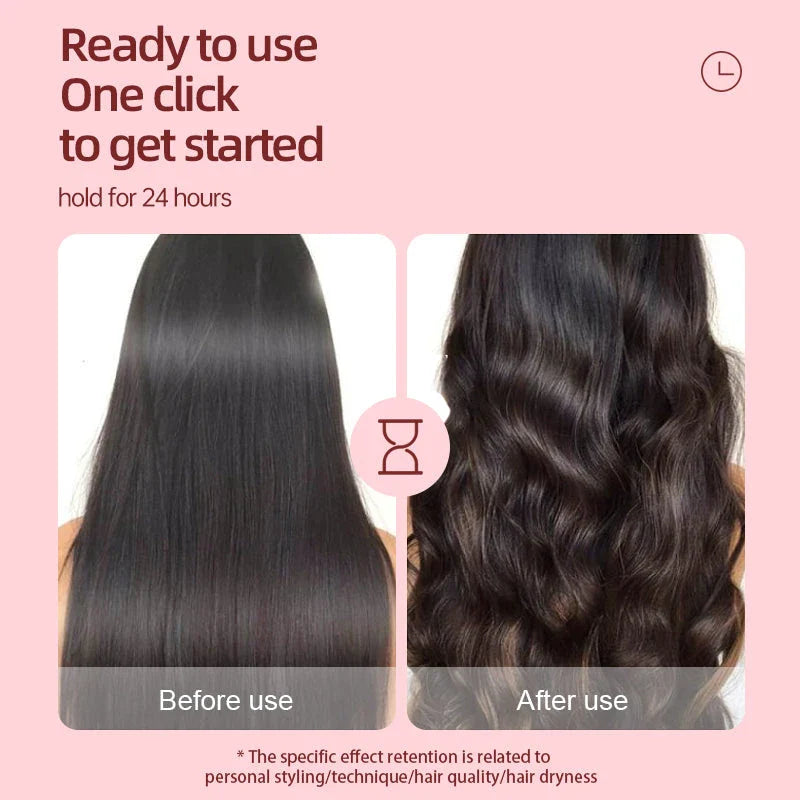 2-in-1 Automatic Hair Curler and Straightener with ceramic plates, rapid heating, and digital temperature control