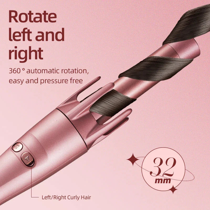 2-in-1 Automatic Hair Curler and Straightener with ceramic plates, rapid heating, and digital temperature control