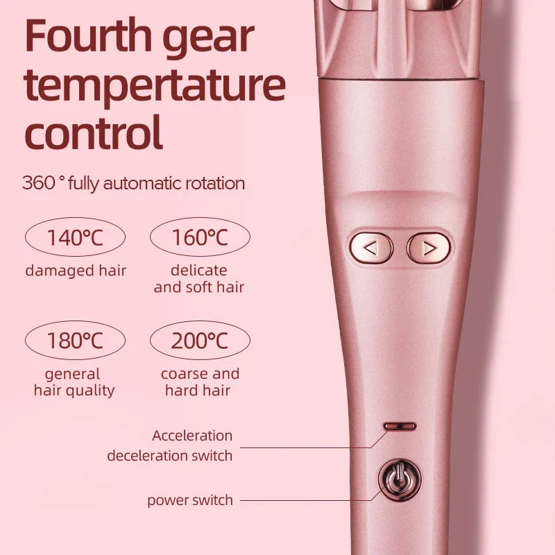 2-in-1 Automatic Hair Curler and Straightener with ceramic plates, rapid heating, and digital temperature control