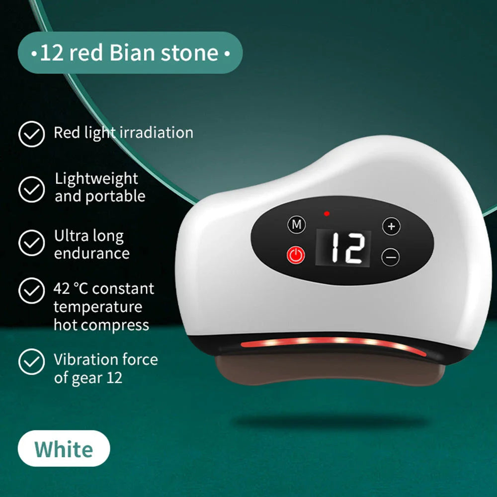 Trendha Electric Gua Sha Facial Massager with 12 Vibration Levels, Heated Massage, and Red Light Therapy