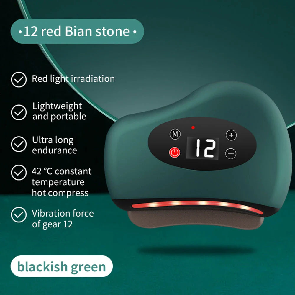 Trendha Electric Gua Sha Facial Massager with 12 Vibration Levels, Heated Massage, and Red Light Therapy