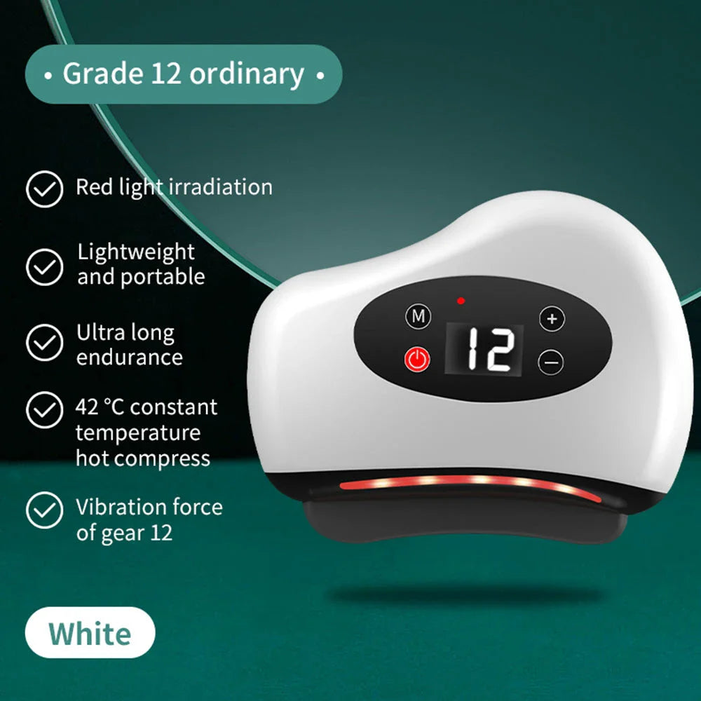 Trendha Electric Gua Sha Facial Massager with 12 Vibration Levels, Heated Massage, and Red Light Therapy