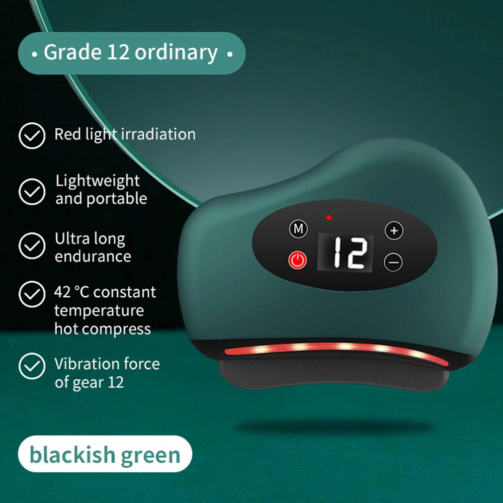 Trendha Electric Gua Sha Facial Massager with 12 Vibration Levels, Heated Massage, and Red Light Therapy