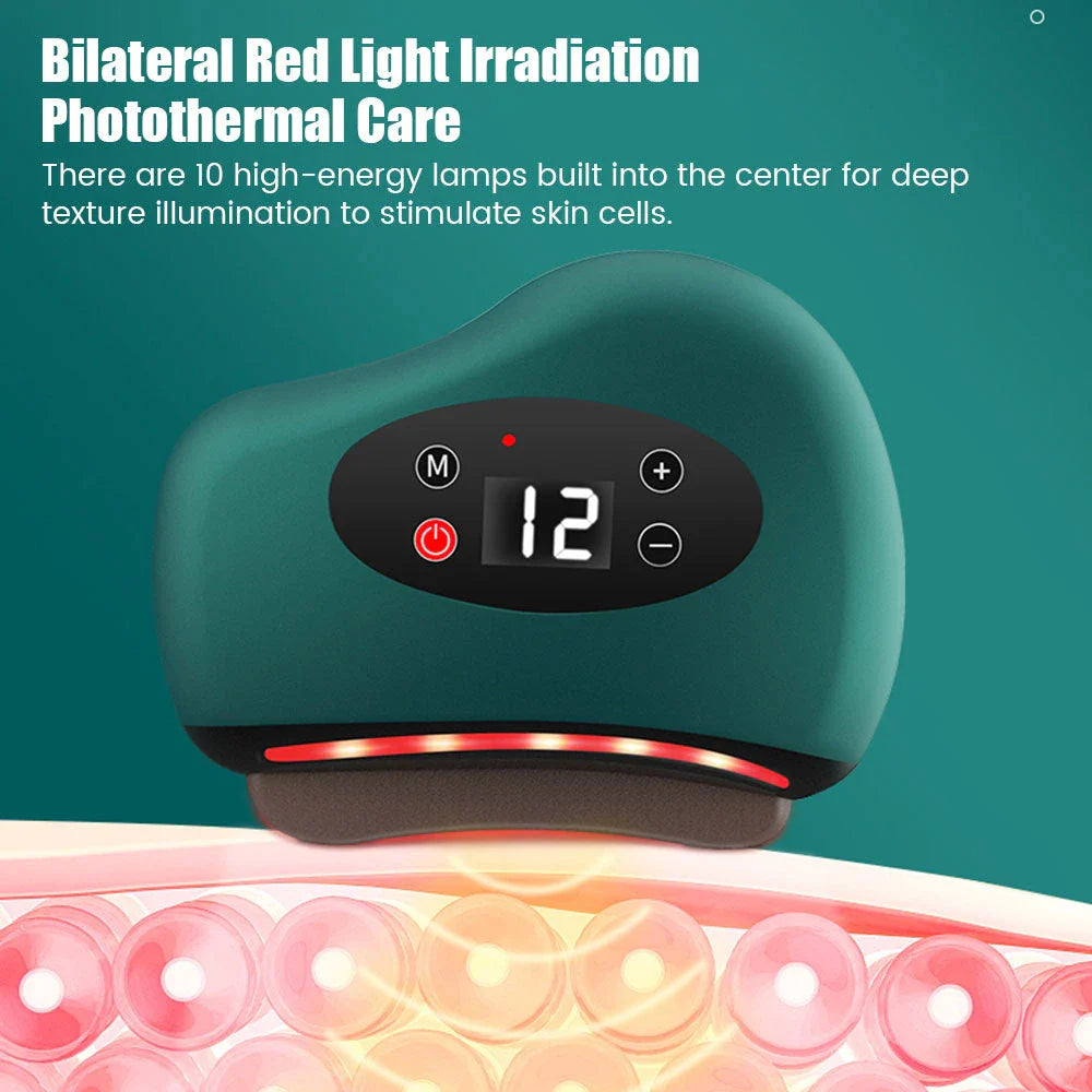 Trendha Electric Gua Sha Facial Massager with 12 Vibration Levels, Heated Massage, and Red Light Therapy
