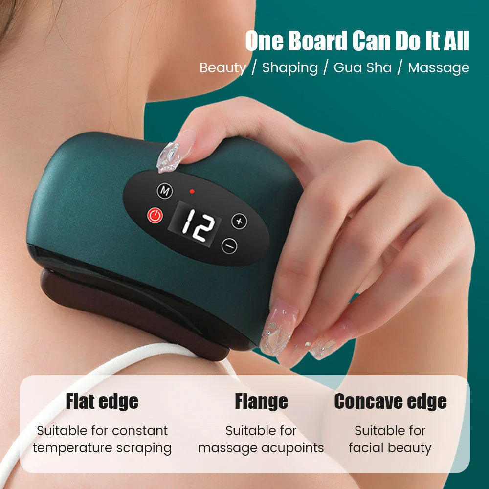 Trendha Electric Gua Sha Facial Massager with 12 Vibration Levels, Heated Massage, and Red Light Therapy