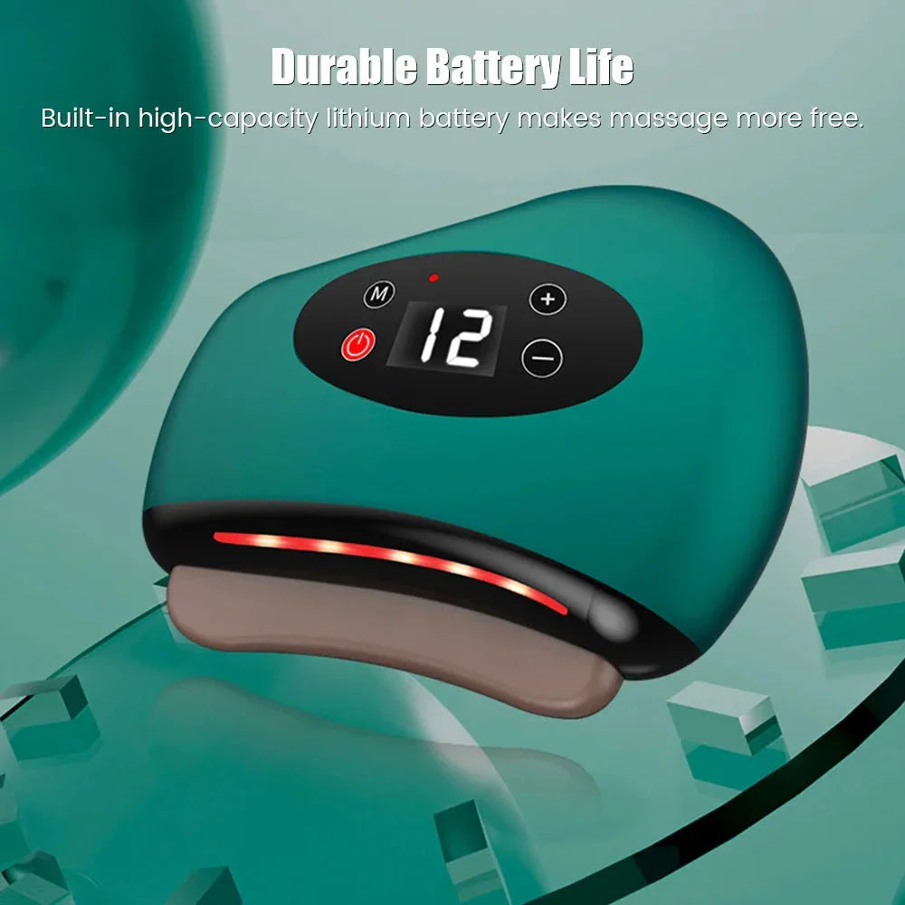 Trendha Electric Gua Sha Facial Massager with 12 Vibration Levels, Heated Massage, and Red Light Therapy