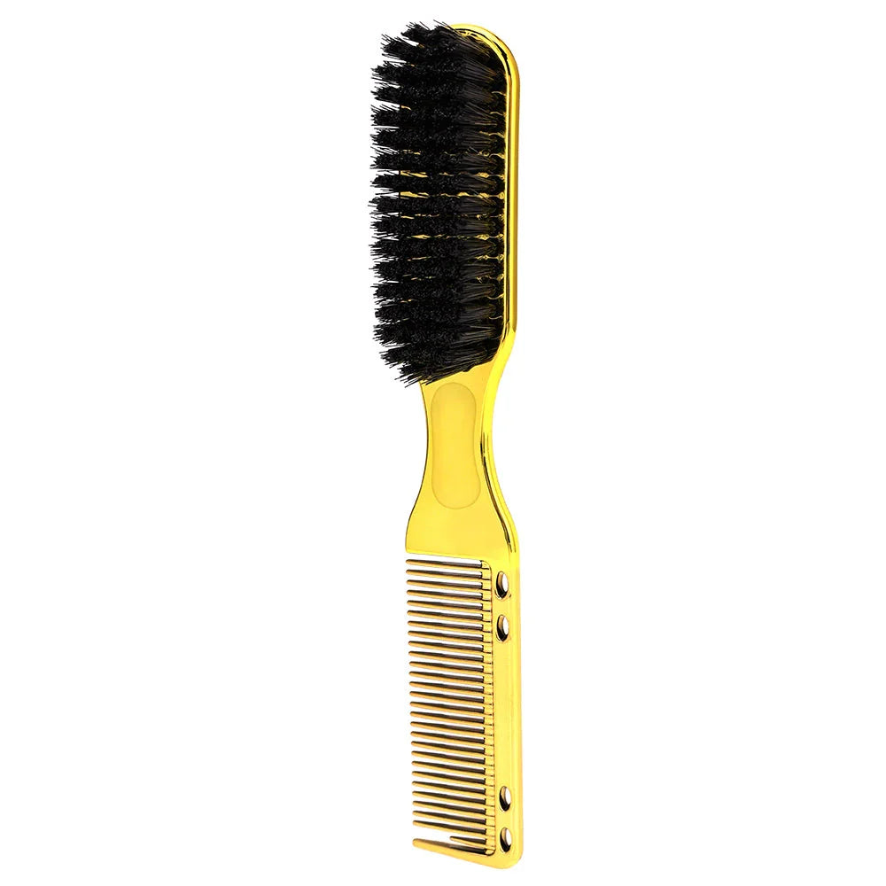 2-in-1 Men's Beard and Hair Styling Brush with soft bristles and vintage-style oil head comb for effortless grooming
