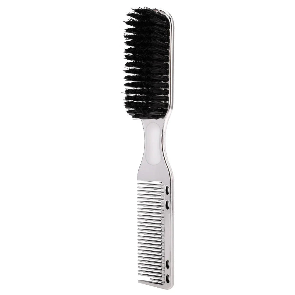 2-in-1 Men's Beard and Hair Styling Brush with soft bristles and vintage-style oil head comb for effortless grooming
