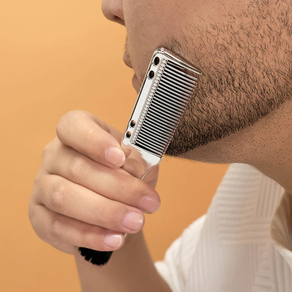 2-in-1 Men's Beard and Hair Styling Brush with soft bristles and vintage-style oil head comb for effortless grooming