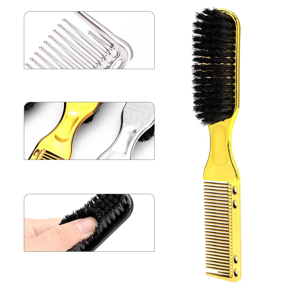 2-in-1 Men's Beard and Hair Styling Brush with soft bristles and vintage-style oil head comb for effortless grooming