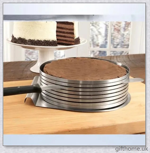 Adjustable stainless steel cake slicer for precise, even cake cutting and dessert portioning