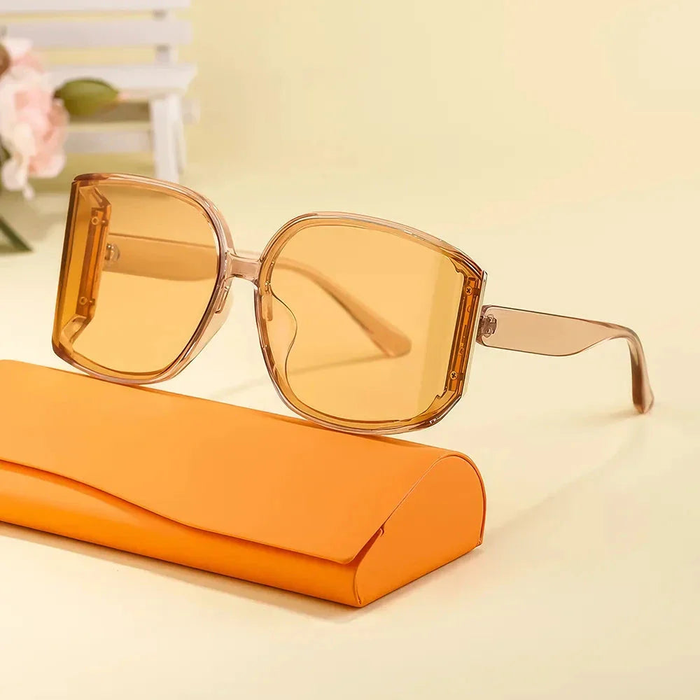 Oversized square sunglasses for women with gradient lenses and premium plastic frames