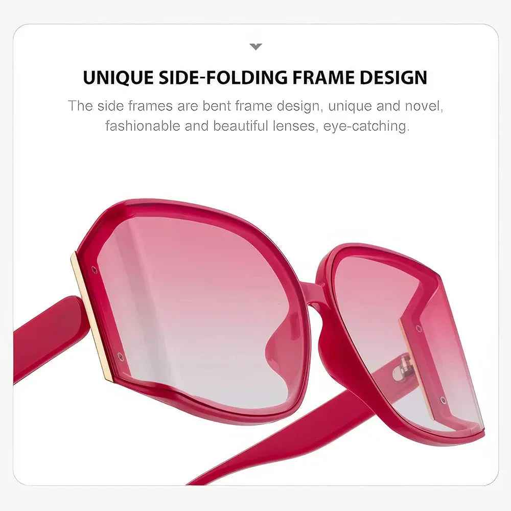Oversized square sunglasses for women with gradient lenses and premium plastic frames