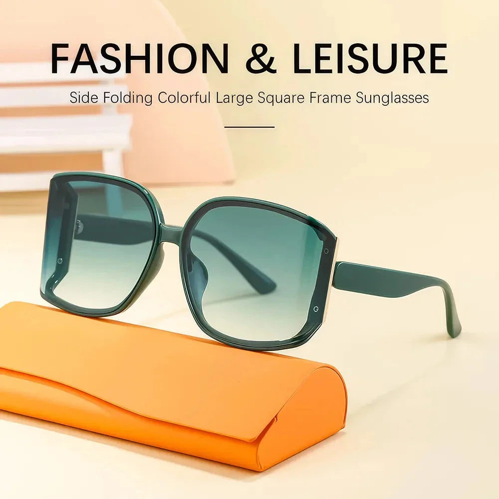 Oversized square sunglasses for women with gradient lenses and premium plastic frames