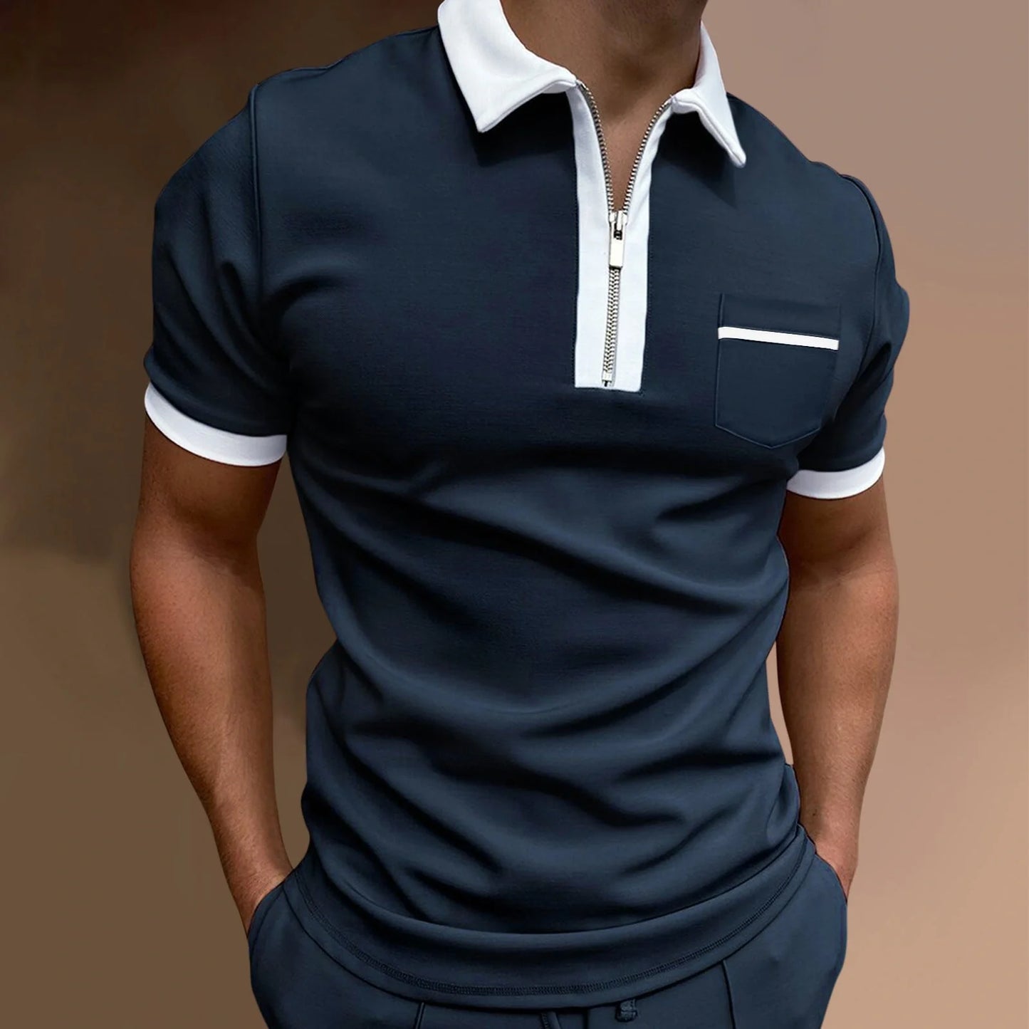 Men's lapel slim pocket T-shirt in various colours and sizes