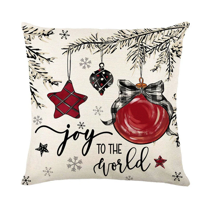 Festive Christmas throw pillow cover with a variety of vibrant holiday designs, perfect for cozy and cheerful home decor
