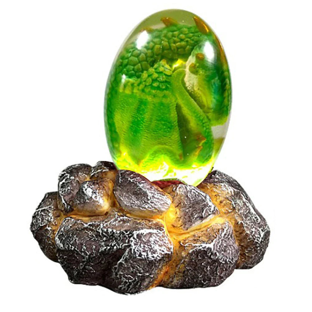 A crystal-clear resin dragon egg decor with a realistic 'lava dragon' design, perfect for fantasy and fossil enthusiasts.