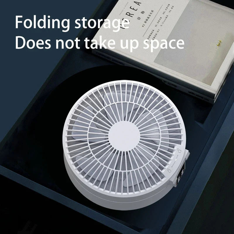 Rechargeable USB Desk Fan with Night Light - Portable Cooling Air Circulator for Home and Office