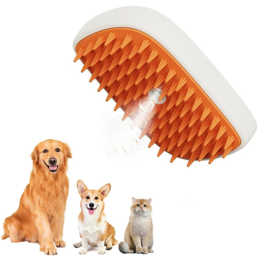 USB Rechargeable Pet Grooming Brush with Gentle Steam, Massage, and Detangling Functions for Cats