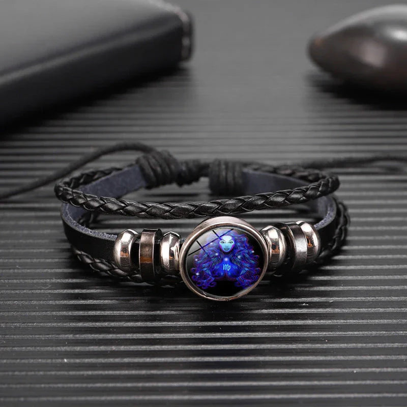Zodiac Constellation Bracelet with Braided Design for Men, Women, and Kids in Various Colors