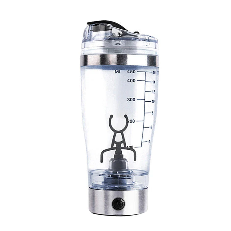 Cordless USB powered protein shake mixer cup with sleek white design and large 600ml capacity