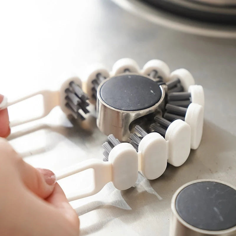 Bendable faucet cleaning brush with white PE/PP bristles for kitchen and bathroom use