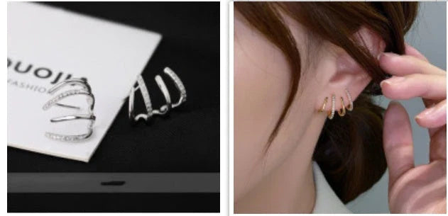 Radiant sterling silver earrings with four-prong zircon stone settings, elegant and fashionable jewelry for women