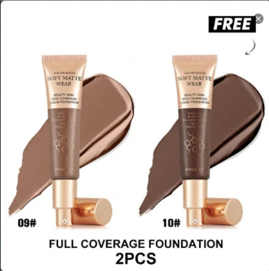 PHOFAY Full Coverage Foundation in various shades, 30ml oil-controlling formula
