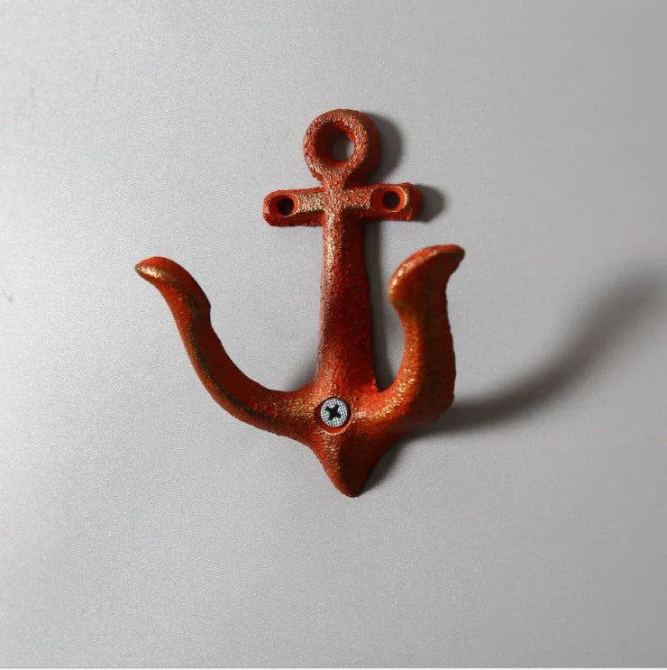 Industrial-style wrought iron wall hook with multiple rows for hanging coats and bags