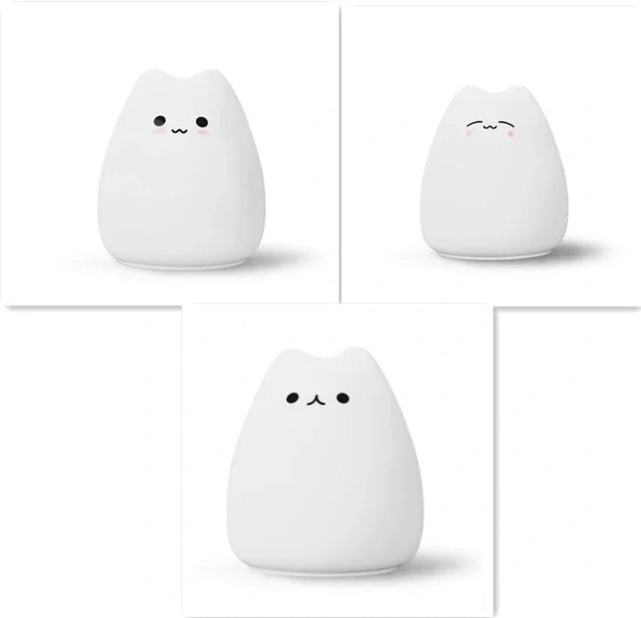 Adorable cat design silicone touch sensor LED night light for children with colour-changing feature