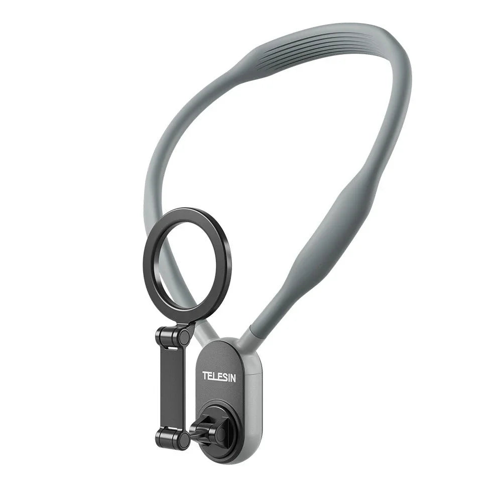 Hands-Free Magnetic Phone Mount for Neckwear with Silicone and Aluminum Construction, Secure Magnetic Suction, and Versatile Orientation Options