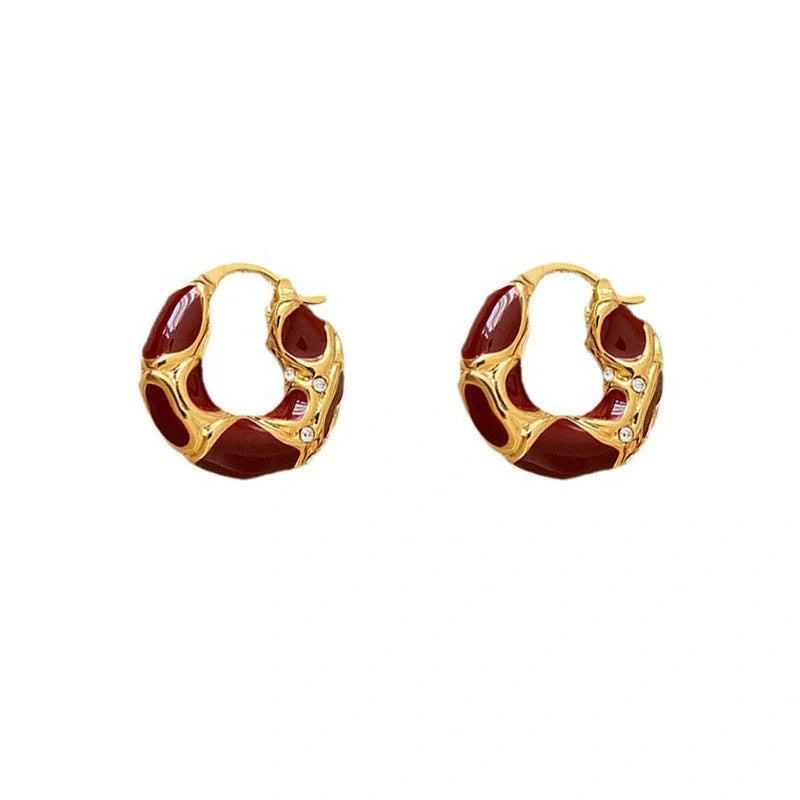 Stylish gold-plated enamel hoop earrings in various trendy colours for UK women