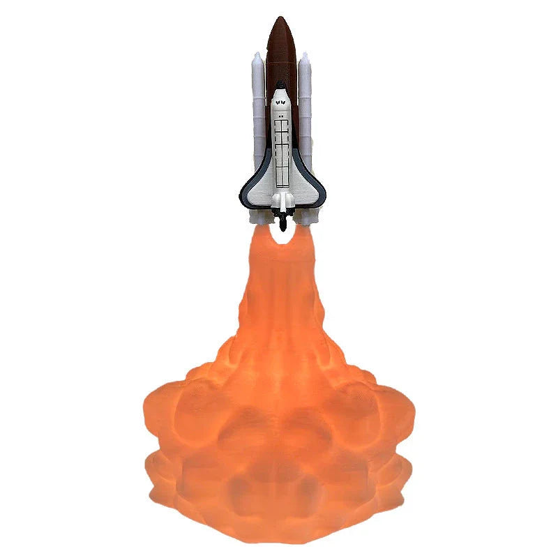 3D printed rocket night light with adjustable brightness settings, creating a captivating ambience in any space