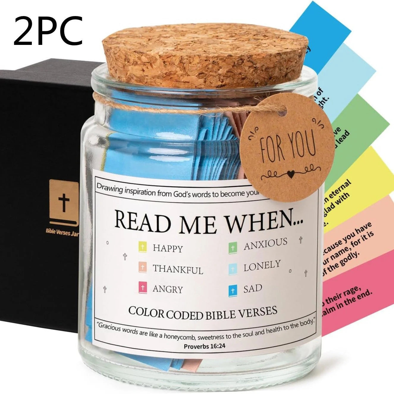 Bible Verses In A Jar with cartoon design, containing 90 verses for daily inspiration