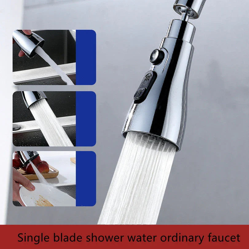 Universal pressurized faucet sprayer with 360-degree rotation and 3 cleaning modes for efficient kitchen cleaning