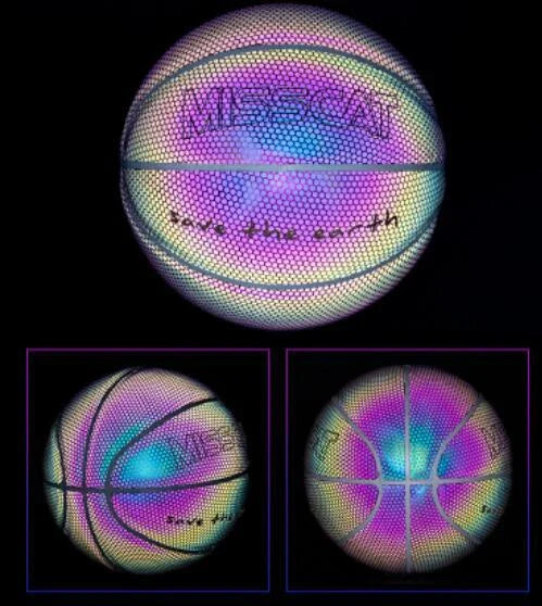 Luminous glow-in-the-dark basketball with reflective design for night games and outdoor activities