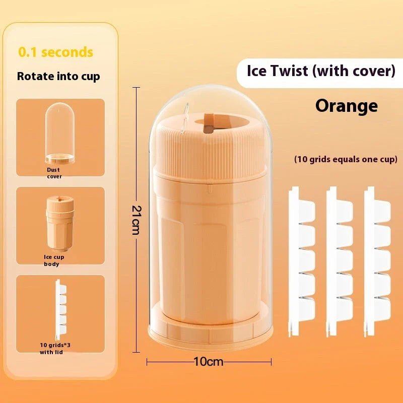 Twist ice cube tray with rotating release mechanism, perfect for freezers and refrigerators