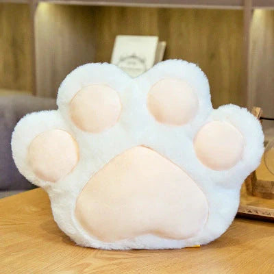 Plush office chair cushion with adorable paw-shaped design in various colors and sizes