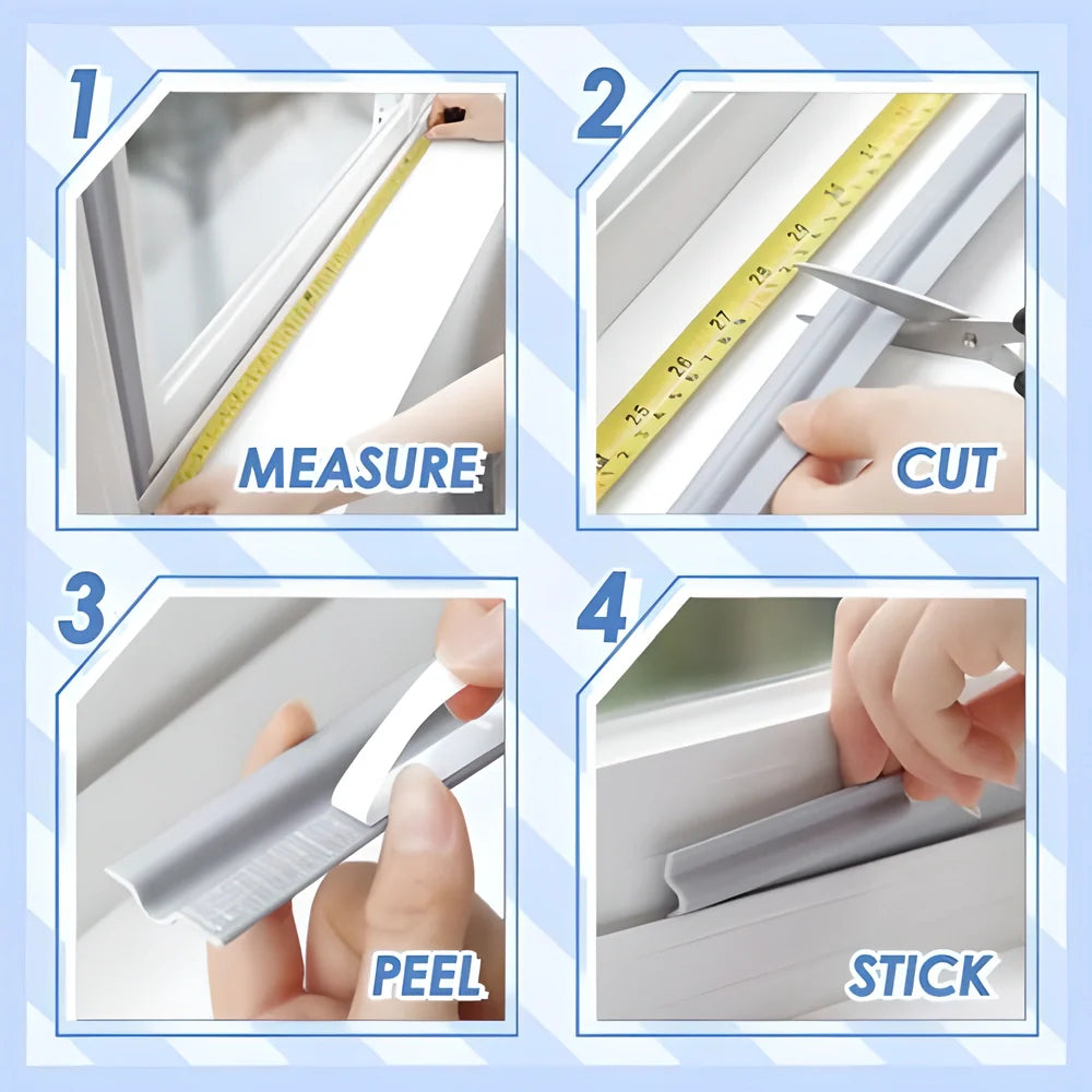 Premium self-adhesive weather and soundproof seal strip in various lengths and colours, designed for sealing gaps around doors, windows and other home fixtures